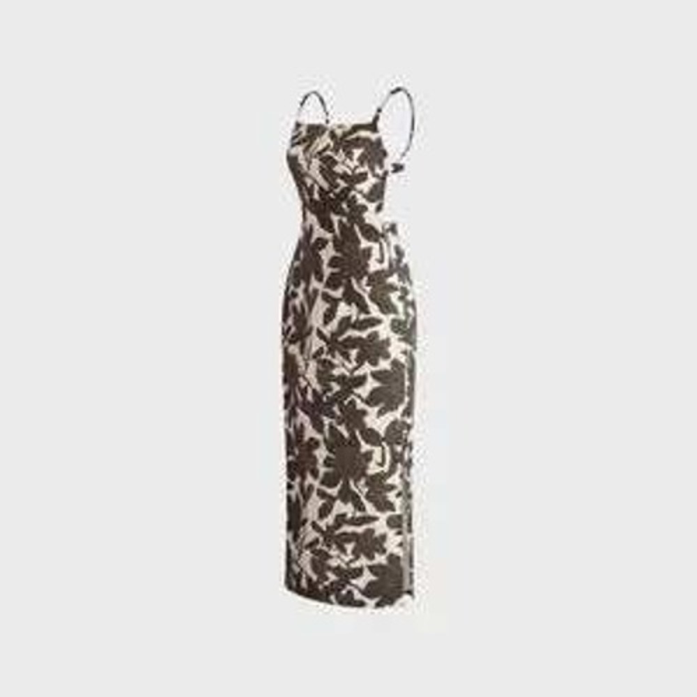 Commense Cream Maxi Dress with Brown & Black Floral Print - Picture 4 of 6